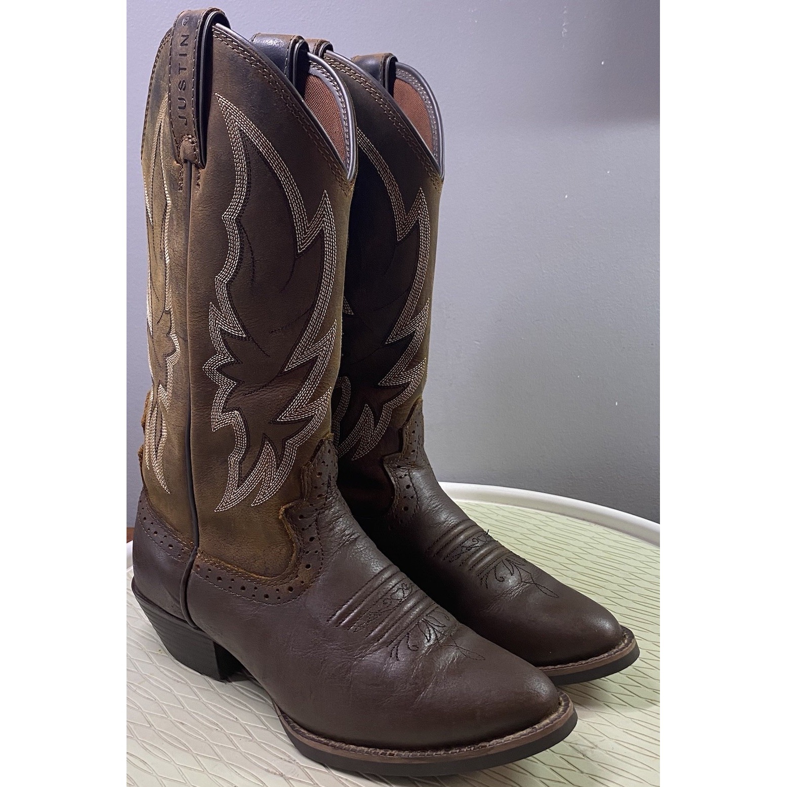 Justin Rosella Womens Leather Cowgirl Boots Brown Cowboy Rodeo Riding 6b